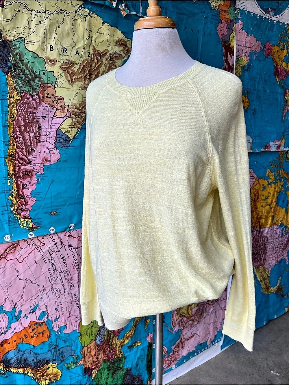 L.L.Bean Cotton Crewneck Sweater in Yellow Size XL